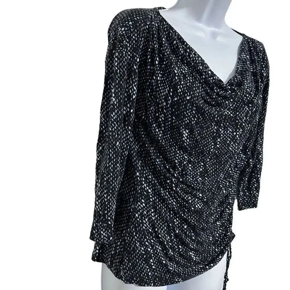Michael Kors, black and gray, long sleeve blouse size PM or S. A572